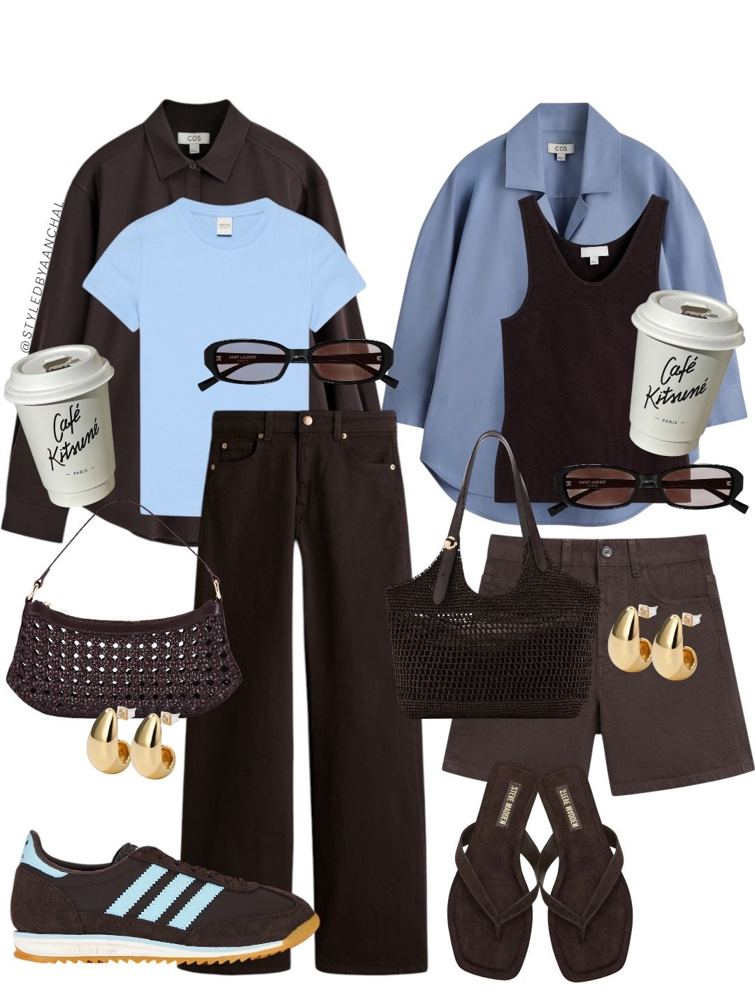 Brown & blue color palette 🤎💙

Outfit 1: relaxed and sporty
Outfit 2: refined but still easy

Save for later 