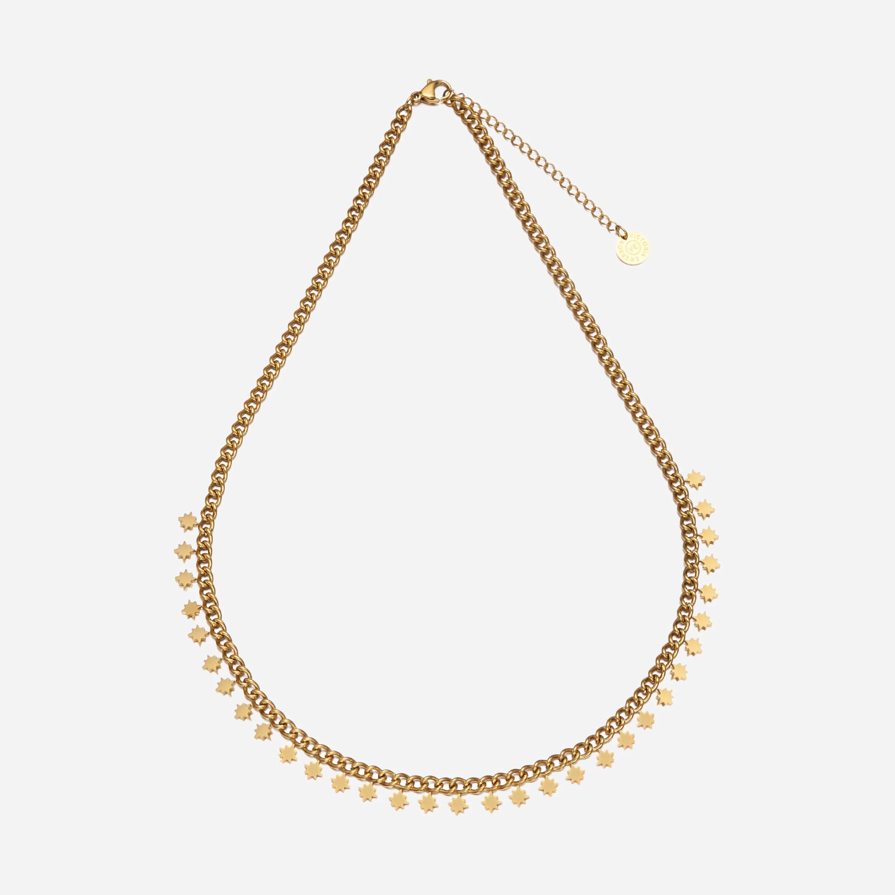 Starburst Gold Curb Chain Necklace | Victoria Emerson