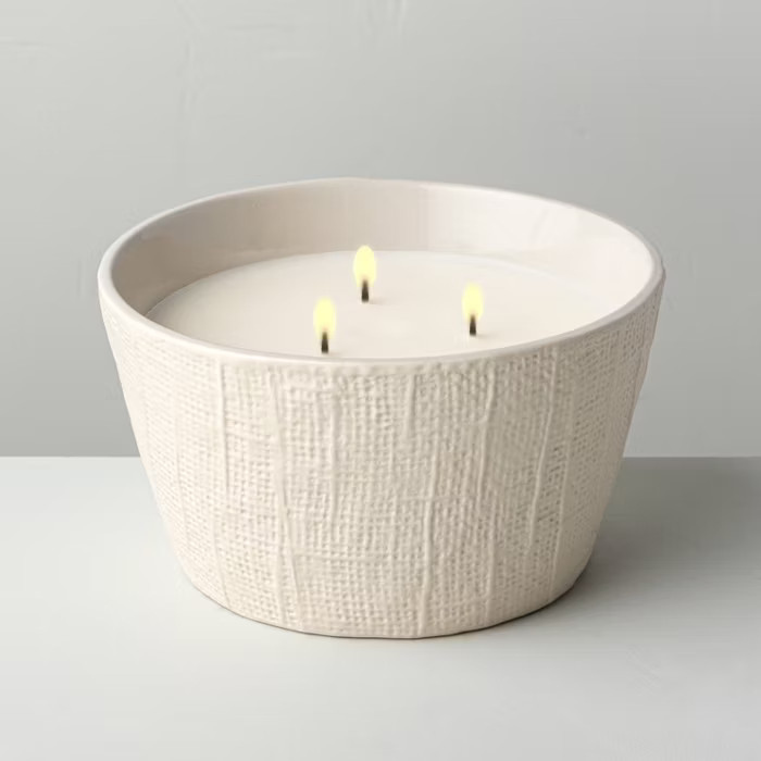 23oz Salt 3-Wick Large Textured Ceramic Candle - Hearth & Hand™ with Magnolia | Target