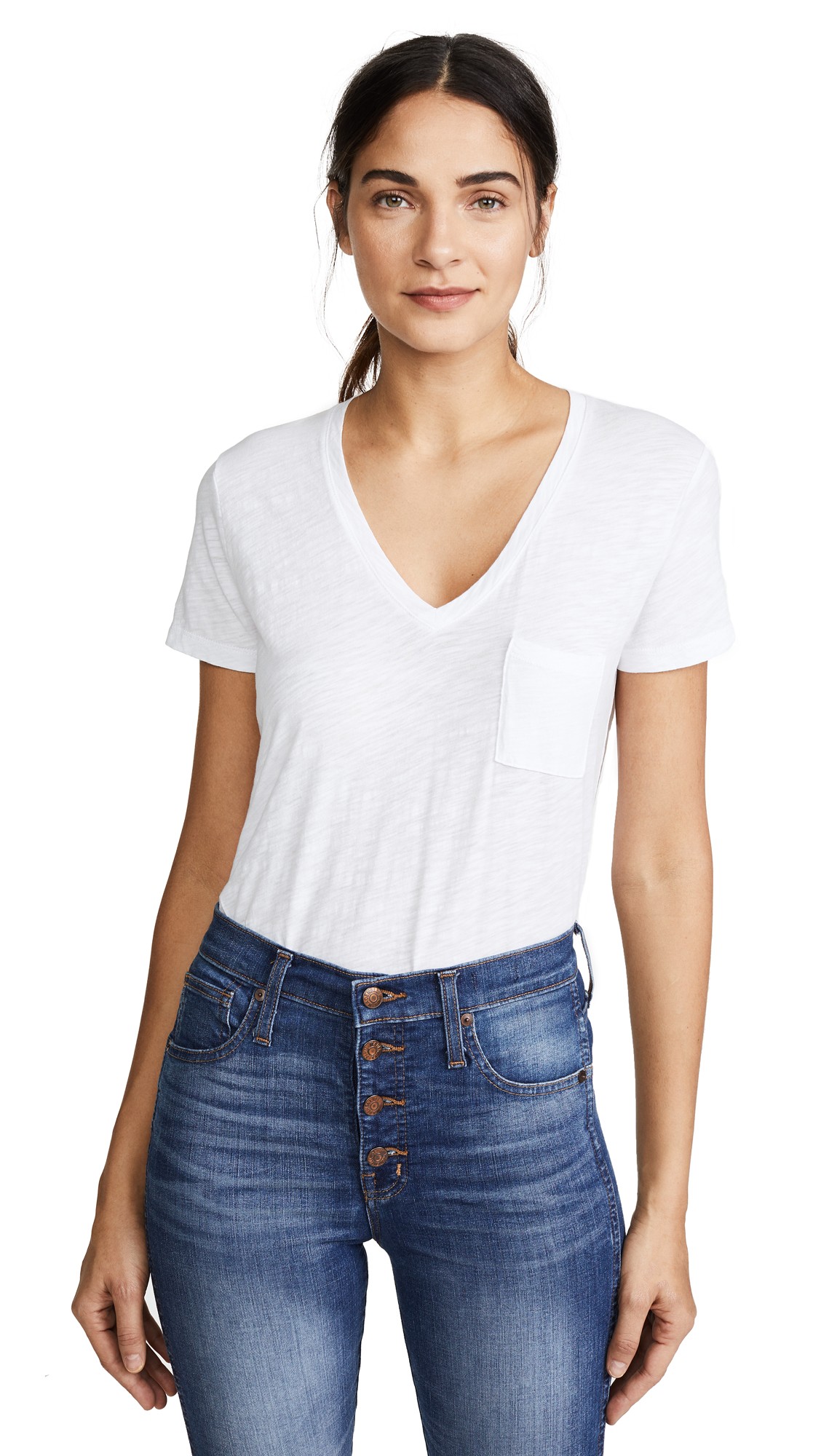 Madewell Whisper Cotton V Neck Pocket Tee | Shopbop