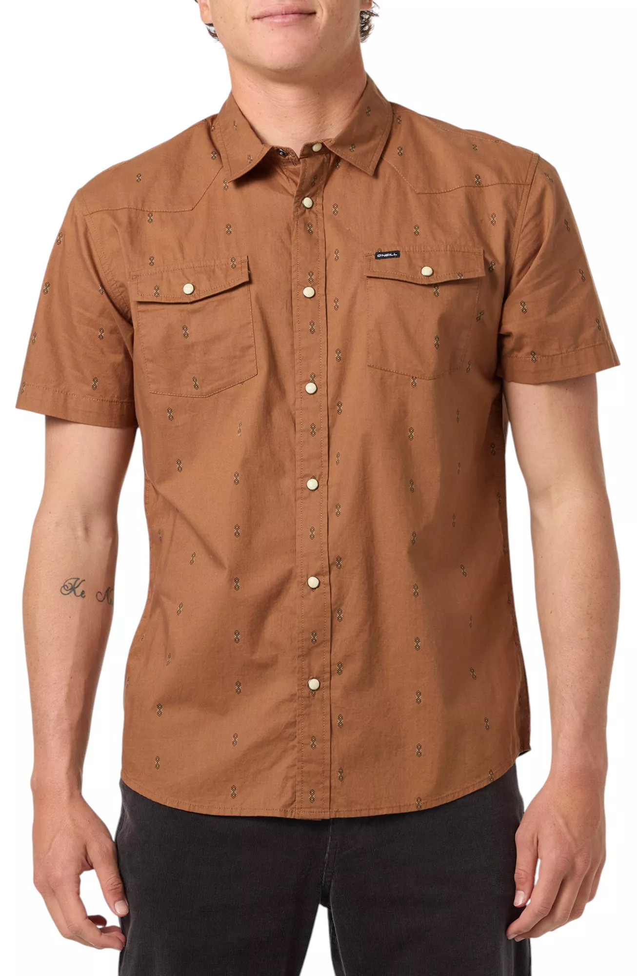 O'Neill Men's Bar Dog Short Sleeve Snap Standard Shirt, Pearl | DICK'S Sporting Goods