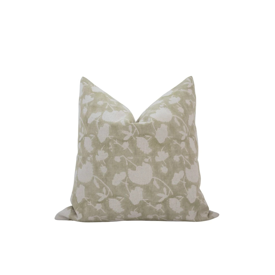 ELLIE Sage Green Pillow Cover Green Block Print Pillow Sage Pillow Cover Muted Green Pillow Desig... | Etsy (US)