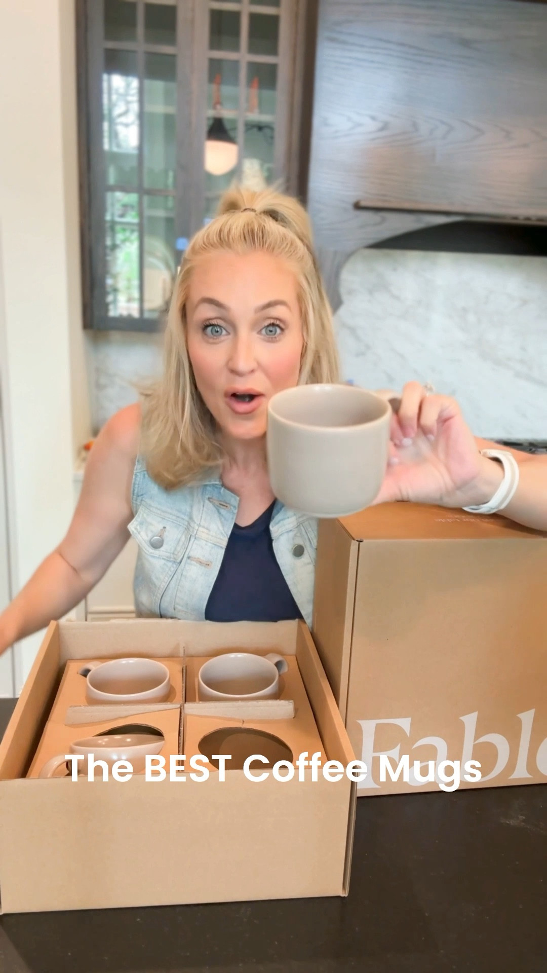 The best coffee mugs in “Desert Taupe.” Large coffee mugs.