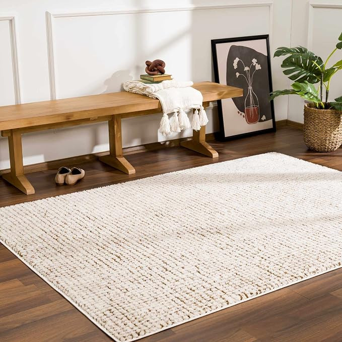 BoutiqueRugs Bone Grid Contemporary Textured 6x9 Area Rug Ivory Brown Checkered Mosaic Keita Livi... | Amazon (US)
