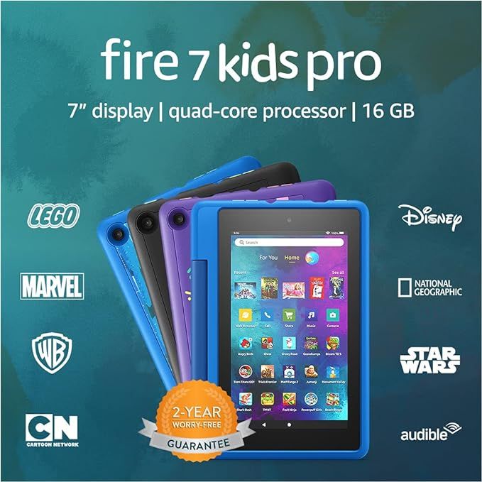 Fire 7 Kids Pro tablet, 7" display, ages 6+, 16 GB, Doodle | Amazon (US)