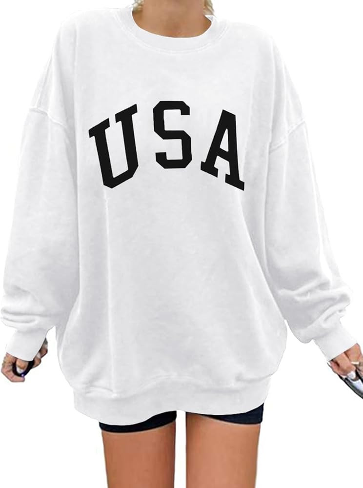 Langwyqu Women's Oversized Sweatshirt Los Angeles California Crewneck Long Sleeve Casual Loose Pu... | Amazon (US)