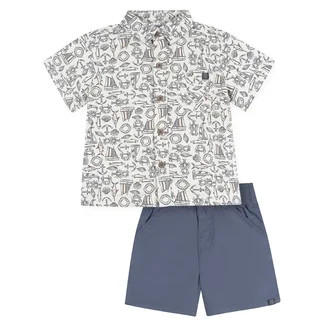 Modern Moments by Gerber Toddler Boy Button Front Shirt with Pocket and Short Set, 2-Piece, Sizes... | Walmart (US)