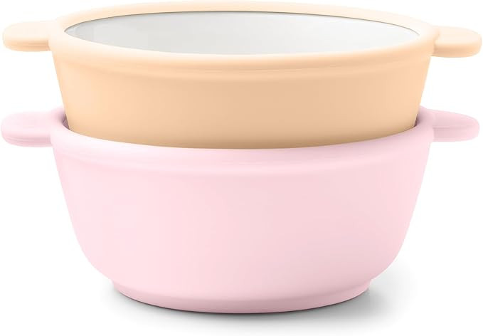 Ello Clean Start Toddler Bowls 2 Pack | Ceramic Kids/Baby Bowls with Silicone Sleeves | BPA-Free,... | Amazon (US)