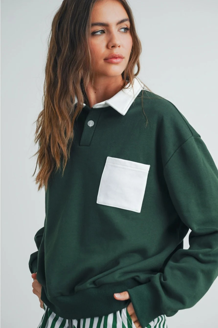 EVERGREEN LANE COLLAR SWEATSHIRT | Harper's Den
