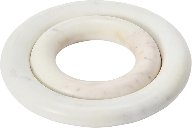 Creative Co-Op Salvamanteles de mármol para mesa de comedor, juego de 2, 8 pulgadas redondas, bl... | Amazon (US)