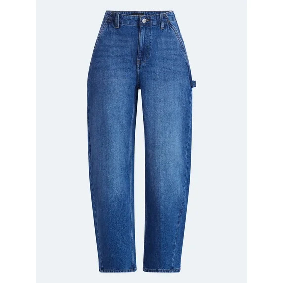 Free Assembly Women's High Rise Cropped Carpenter Barrel Jeans, 26" Inseam, Sizes 0-16 | Walmart (US)
