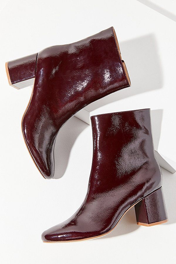 UO Alana Crinkle Patent Boot - Red 6 at Urban Outfitters | Urban Outfitters (US and RoW)
