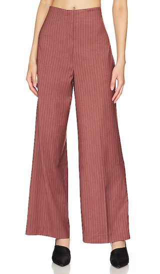 Pin Stripe High Waist Pant in Chestnut Stripe | Revolve Clothing (Global)