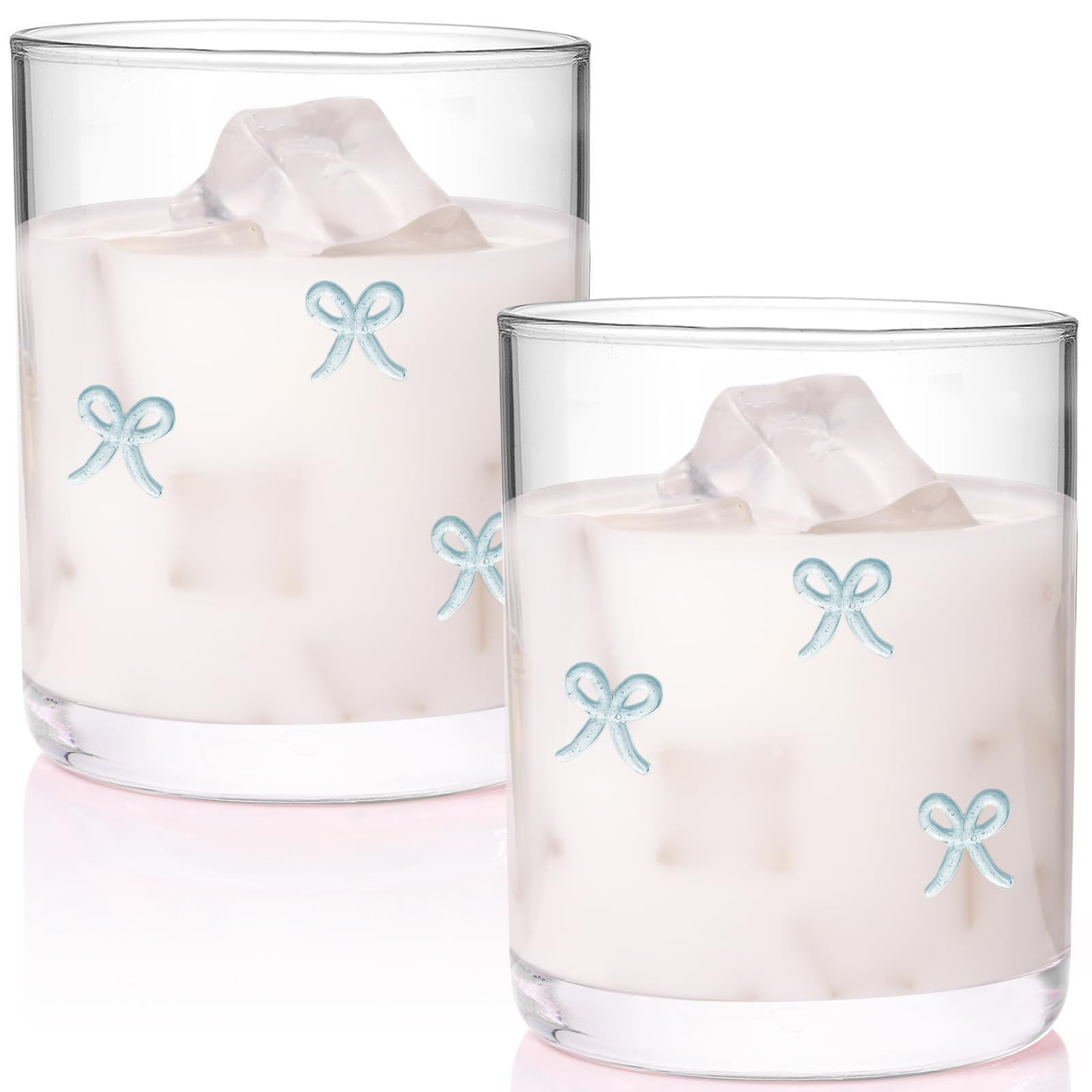 Physkoa 2 Pack Blue Butterfly Bow Icon Juice Glasses – 14oz Charming Glass Coffee Cups for Wome... | Amazon (US)