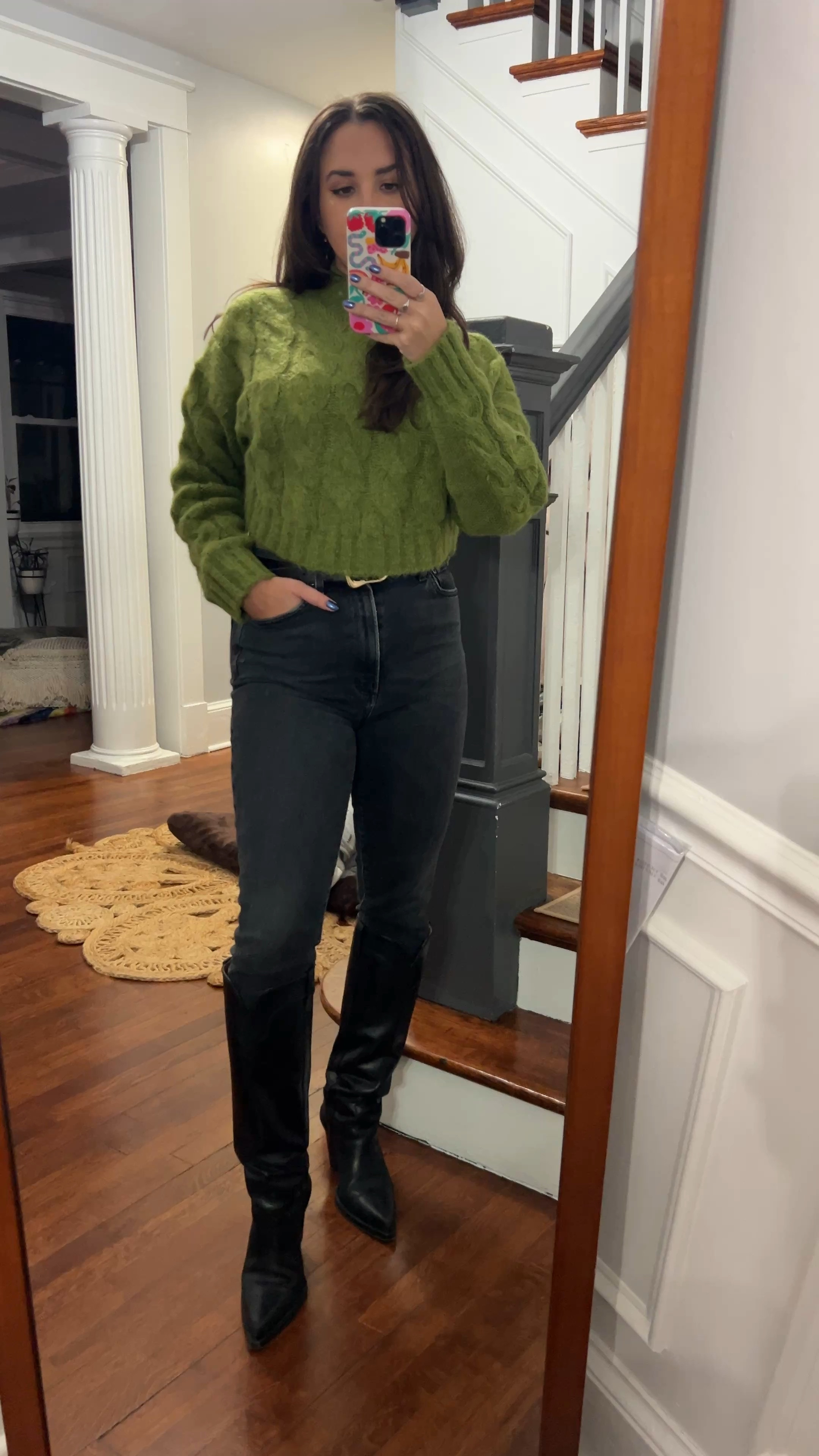 Gap x cult Gaia. Green. Cropped sweater. Sweater. Outfit. Paris Texas. Knee high boots.

#LTKSeasonal #LTKFindsUnder100 #LTKWatchNow