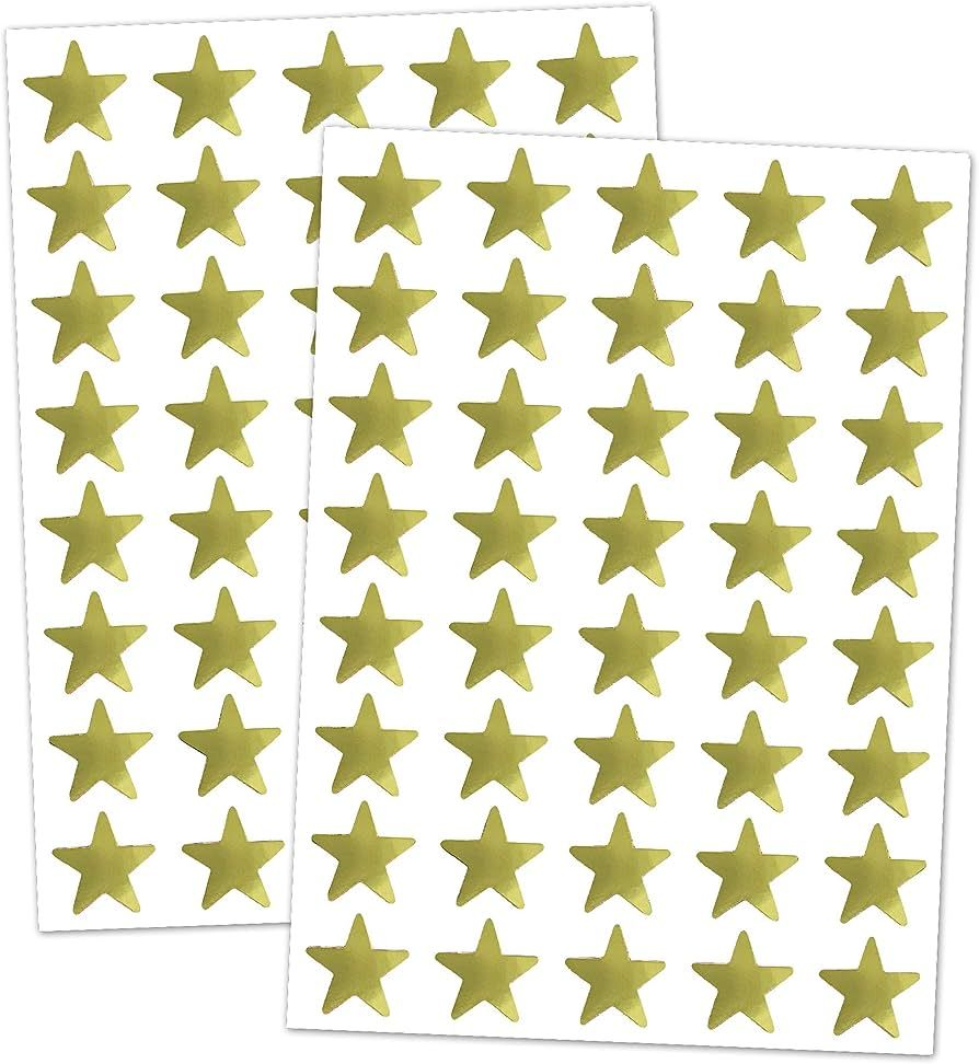 1000 Pack, Gold Foil Star Metallic Stickers, 0.6" Diameter | Amazon (US)