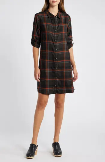 Cara Plaid Button-Up Shirtdress | Nordstrom
