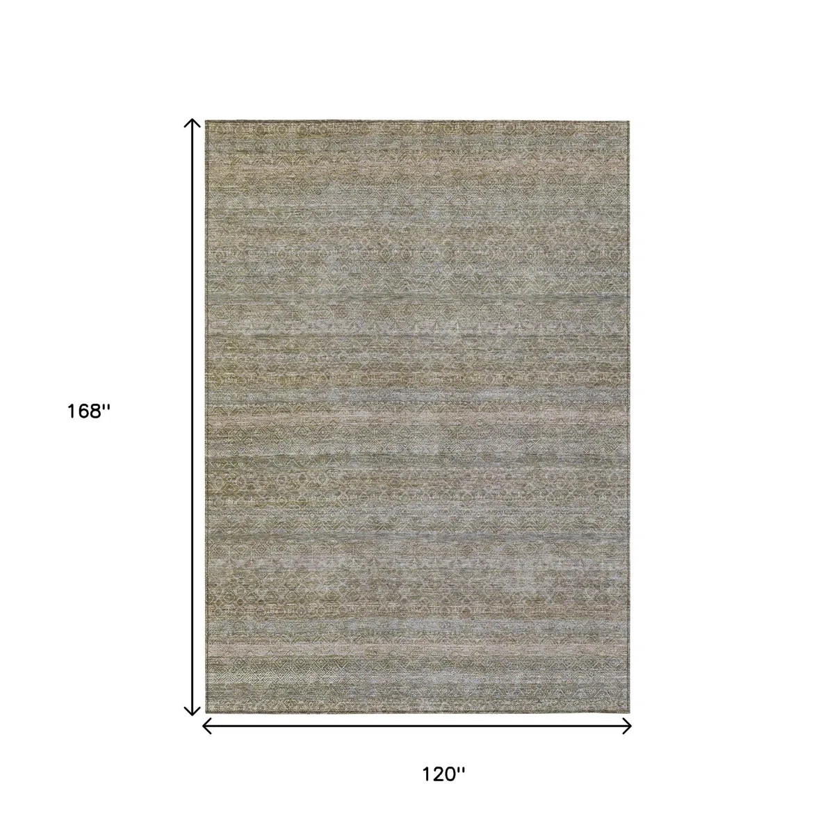 10' X 14' Khaki And Beige Striped Washable Indoor Outdoor Area Rug | Wayfair North America