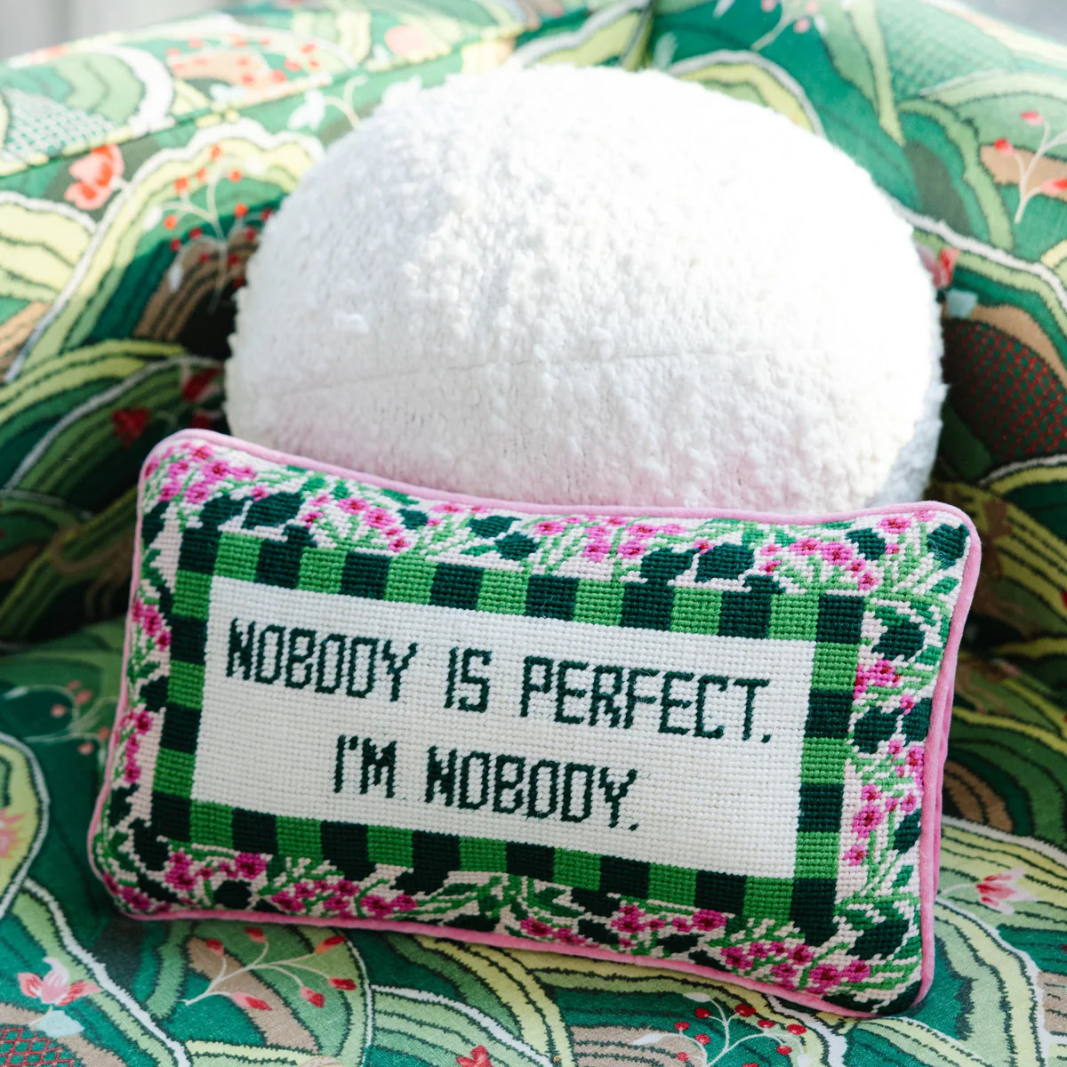 Furbish Studio - Nobody is Perfect Needlepoint Pillow | Furbish Studio