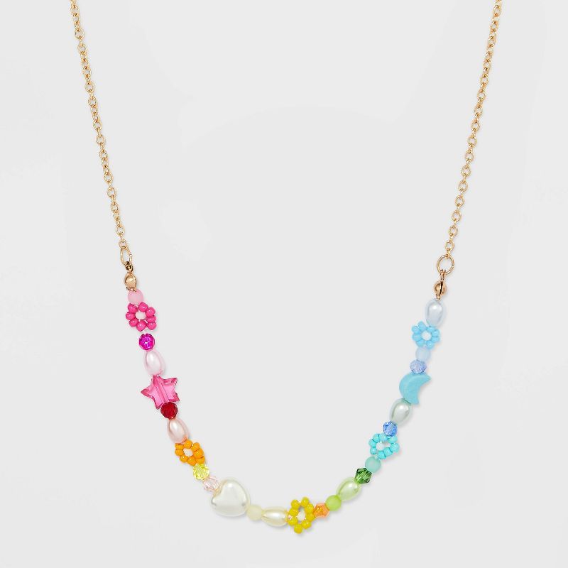 Heart Star and Moon Tonal Rainbow Beaded Necklace - Wild Fable&#8482; | Target