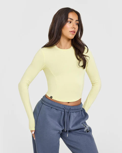 Mellow Soft Mid Long Sleeve Top 
 Pastel Yellow | Oner Active (UK / US)