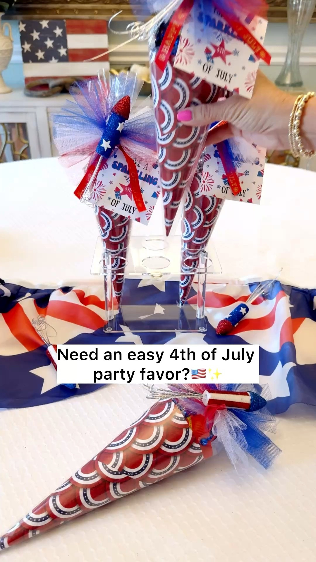 Patriotic party season is officially here! 🇺🇸❤️🤍💙

These festive party cones are one of my favorite ways to add a little pizzazz to summer celebrations. Fill them with candy, glow sticks, party necklaces, and fun surprises for cookouts, pool parties, neighborhood gatherings, and Fourth of July celebrations.

I’ve linked everything I used to recreate this easy party favor idea!

Making everyday a celebration 🎉

SassySesa • The Pizzazzy Gift Queen