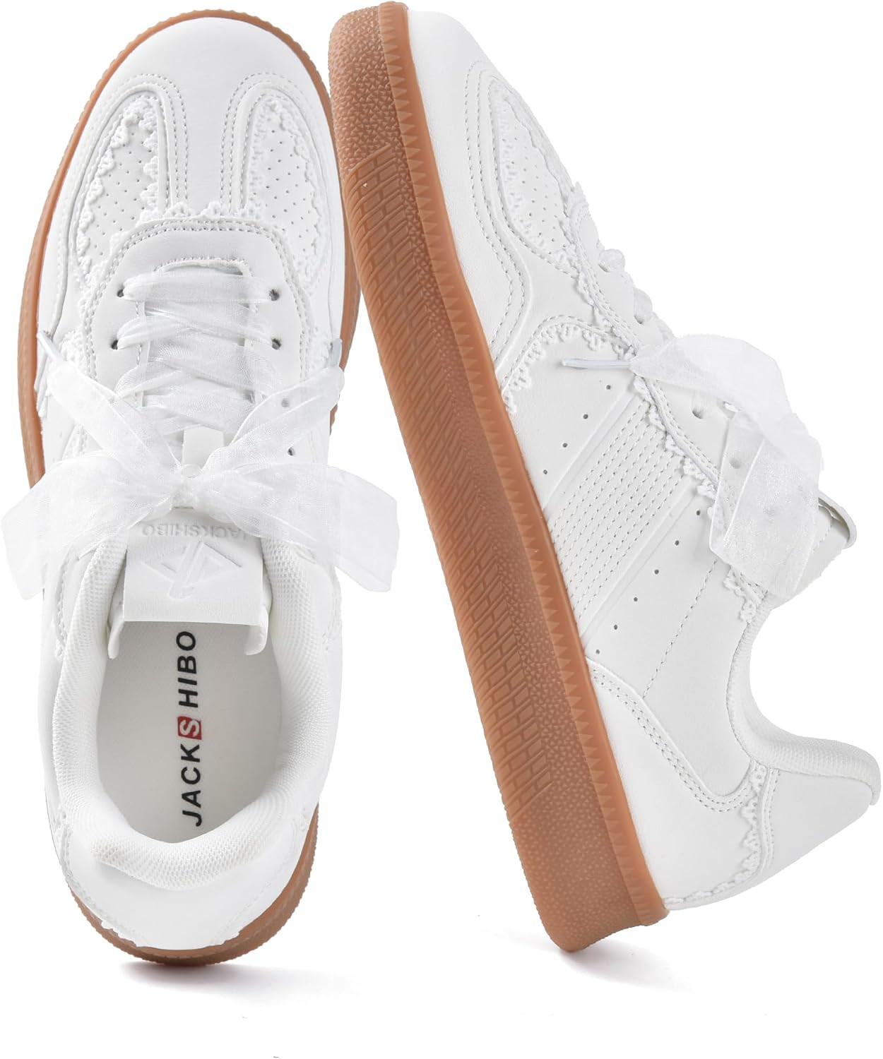 Women's Ribbon Lace-Up Fashion Sneakers Arch Support Tennis Walking Shoes | Amazon (US)