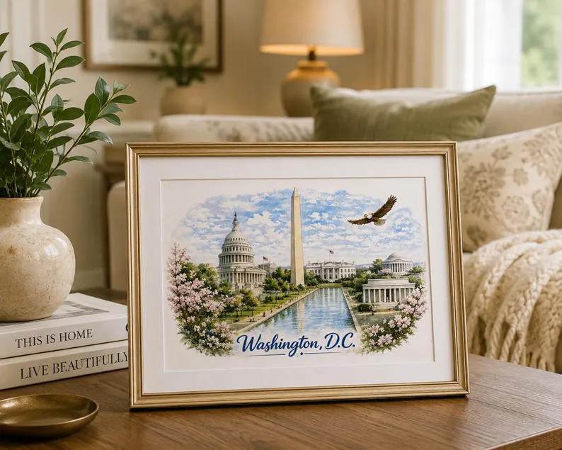 Washington DC Watercolor PNG | Washington D.C. travel artwork | Capitol Landmark png | Instant Do... | Etsy (Global)