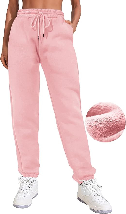 PINSPARK Women's Fleece Lined Sweatpants Winter Joggers Athletic Pants Casual Thick Warm Trousers... | Amazon (US)