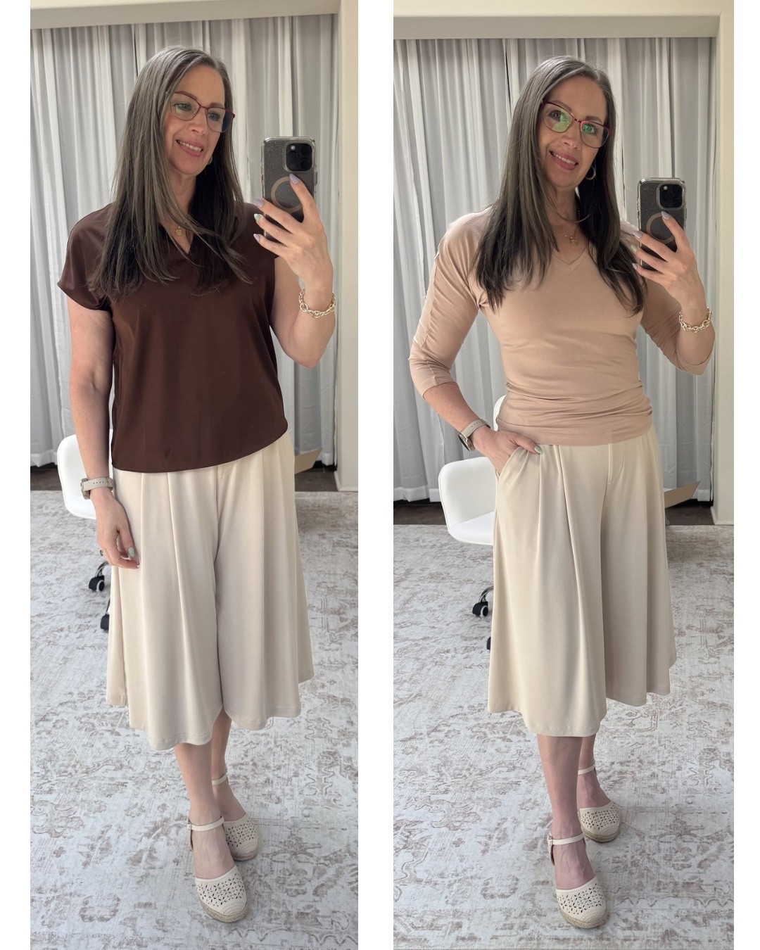 Fitted or loose tops both pair beautifully with these comfortable palazzo pants from OGLmove. They're perfect for a laid-back look, yet versatile enough to dress up when you want to add a bit of flair. Featuring handy side pockets and a wide elastic waistband, these pants are designed for comfort. Since I have an hourglass figure, I size up in this brand to get the perfect fit. If you have a more generous bottom, I recommend going up one size for the best comfort and look.

#LTKmomlife #LTKOver40 #LTKootd