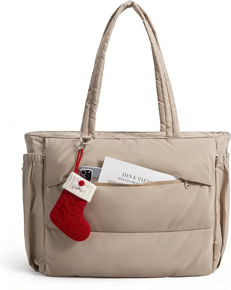 BAGSMART Puffy Tote Bag for Women, 22L Gym Bag for 40oz Tumbler, Work Handbag for Travel Yoga Ten... | Amazon (US)