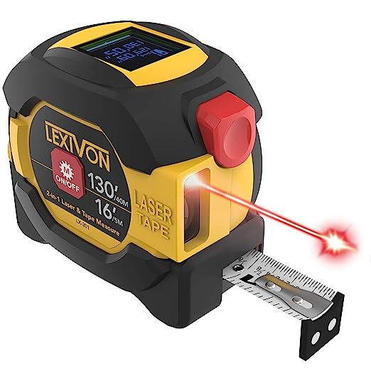 LEXIVON 2 in 1 Digital Laser Tape Measure | 130ft/40m Laser Distance Meter Display On Backlit LCD... | Amazon (US)