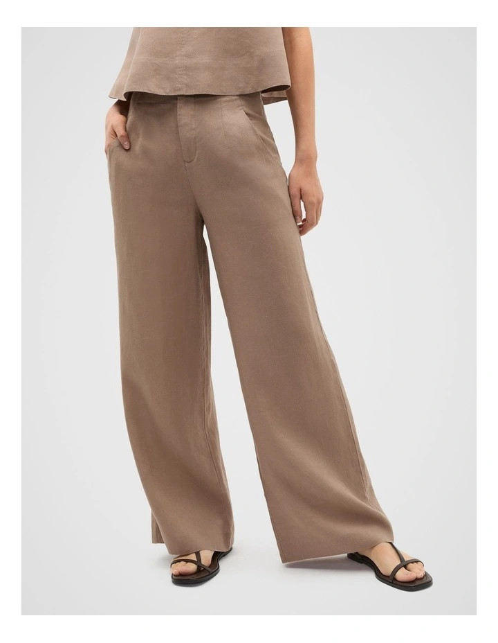 Core Linen Waisted Pant in Nutmeg | Myer