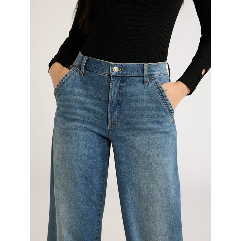 Scoop Women's Mid Rise Wide Leg Jeans, Sizes 0-20 | Walmart (US)