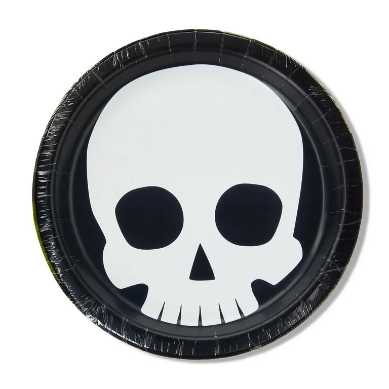 Halloween Black & White Skull Paper Party Plates, 9", 8 Count, by Way To Celebrate | Walmart (US)