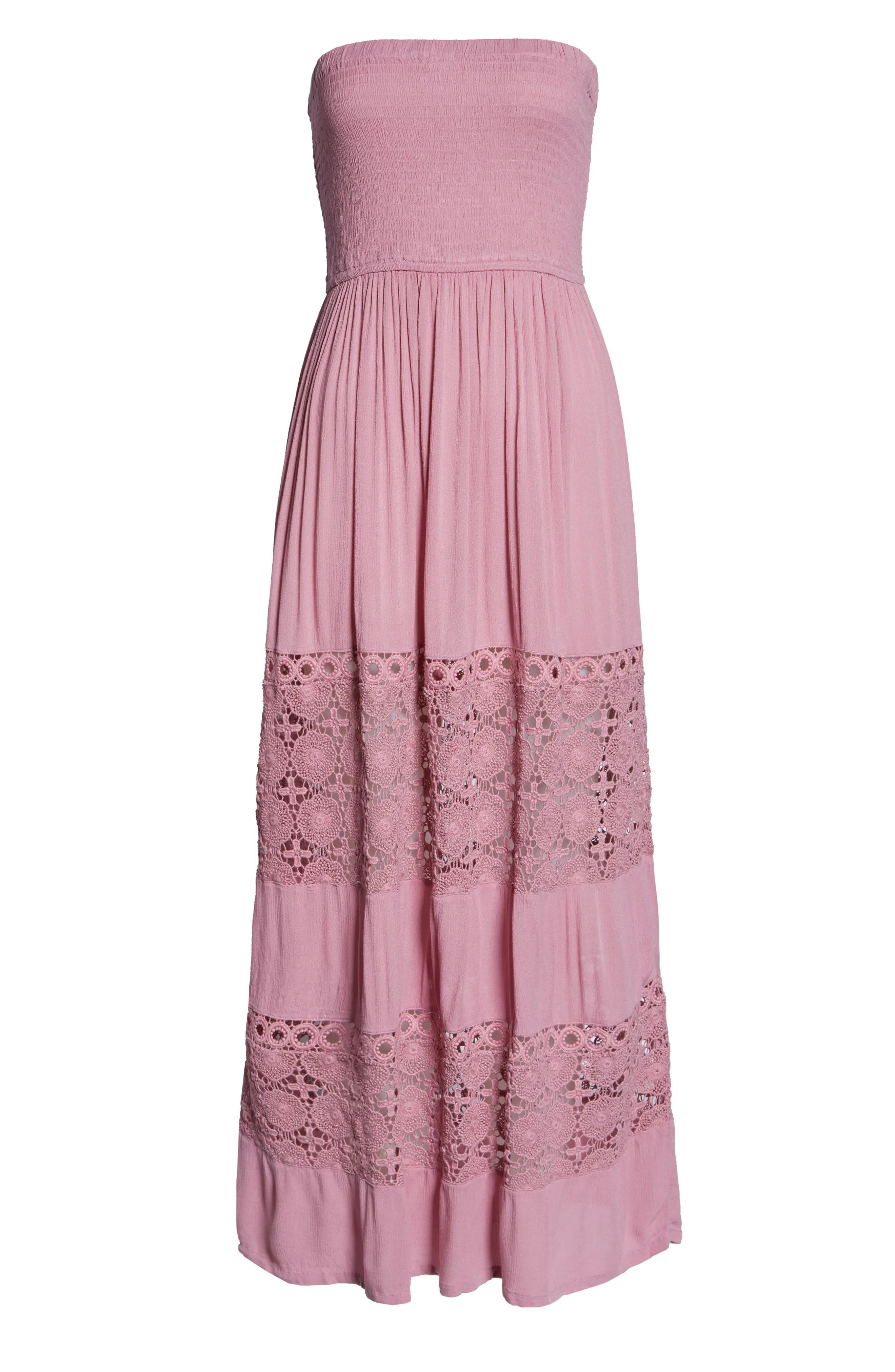 Women's Chelsea28 Farrah Smocked Cover-Up Maxi Dress, Size Small - Pink | Nordstrom