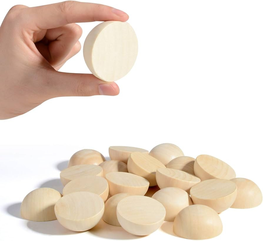 Split Wood Balls 2 inch Half Wooden Balls 50mm Unfinished Half Wooden Beads for Crafts and Art Su... | Amazon (US)
