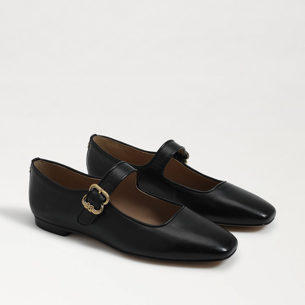 Michaela Mary Jane Flat Black Leather | Sam Edelman
