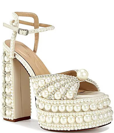 Azalea Wang Astrella Pearl Embellished Platform Dress Sandals - 11 | Dillard's