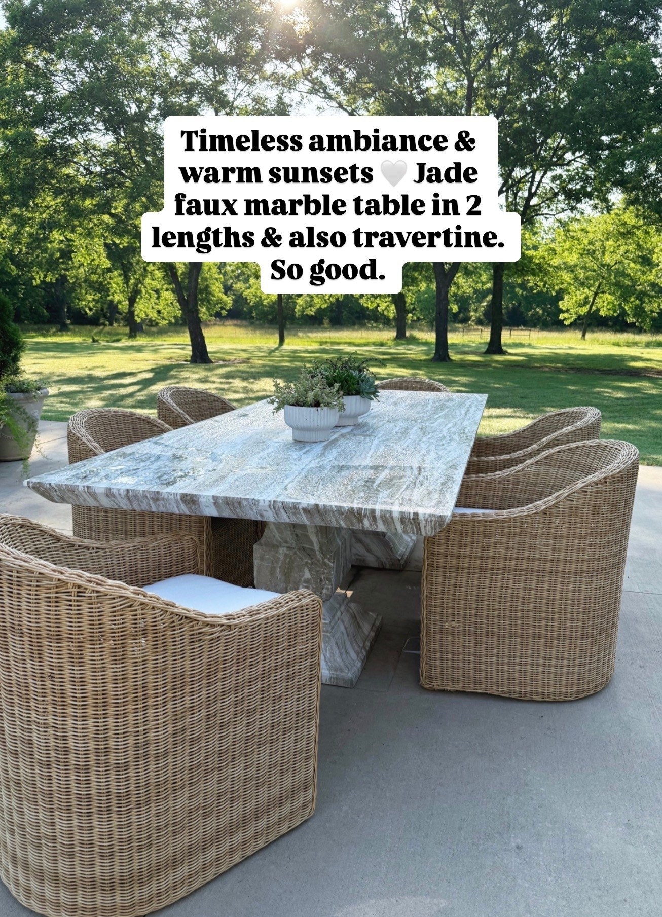 Table is 102” jade faux marble. Also available in travertine and a round. Solid and timeless statement table 

#LTKHome #LTKSeasonal