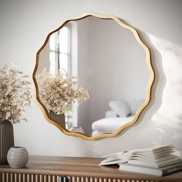 Ripples Round Metal Modern Wall Mirror - 30"H x 30"W x 1.75"D - Bed Bath & Beyond - 40011845 | Bed Bath & Beyond