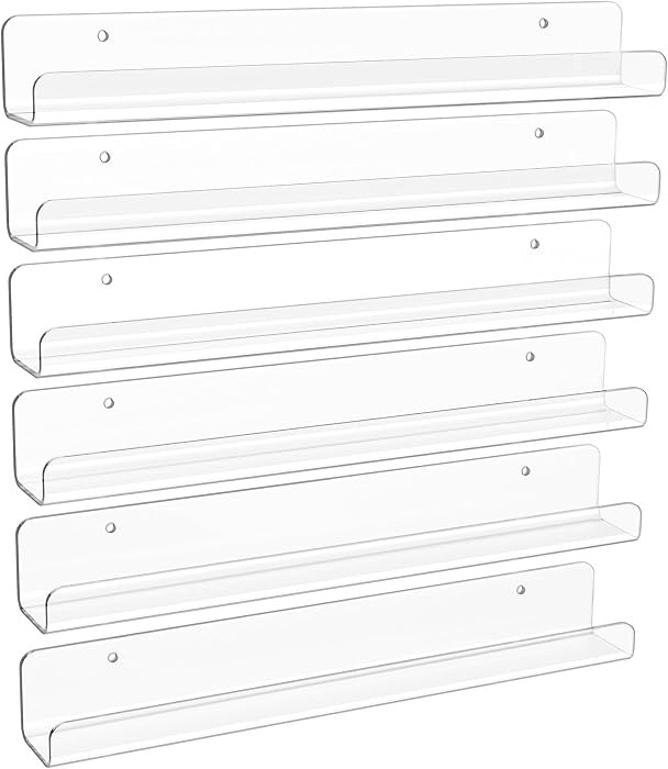 upsimples 6 Pcs 12" Clear Acrylic Shelves, Small Shelf for Wall Display | Amazon (US)