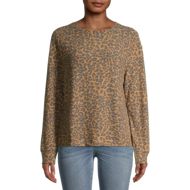 Time and Tru Women's Hacci Crewneck Pullover | Walmart (US)