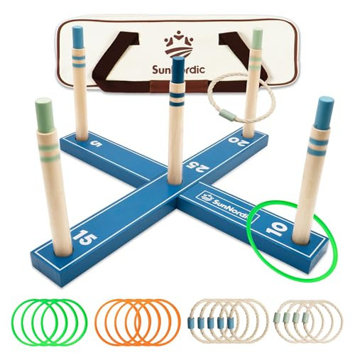 SunNordic Wooden Ring Toss Game Set, Backyard Beach Camping Game with Toss Rings & Portable Carrying Bag, Outdoor Lawn & Yard Games for Kids, Adults & Family | Amazon (US)