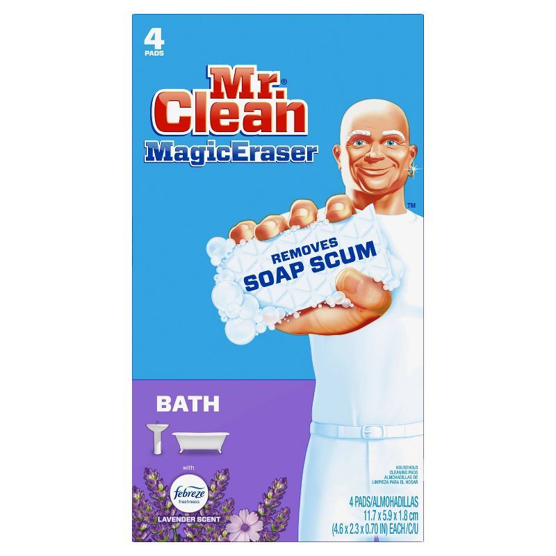 Mr. Clean Magic Eraser Bath Cleaner and Soap Scum Remover with Febreze Lavender Scent - 4ct | Target