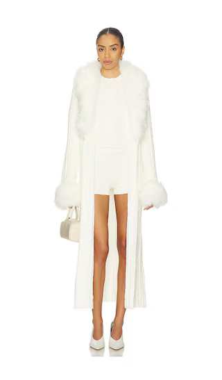 Stormi Cardigan in Snow Cable Knit With Faux Fur | Revolve Clothing (Global)