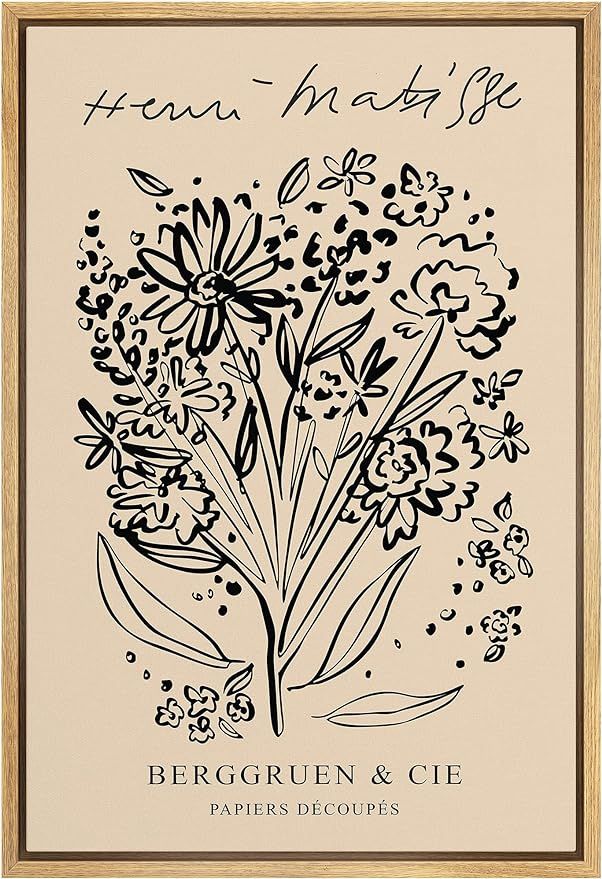 SIGNLEADER Framed Canvas Print Wall Art Flower Garden Sketch by Henri Matisse Classic Vintage Ill... | Amazon (US)