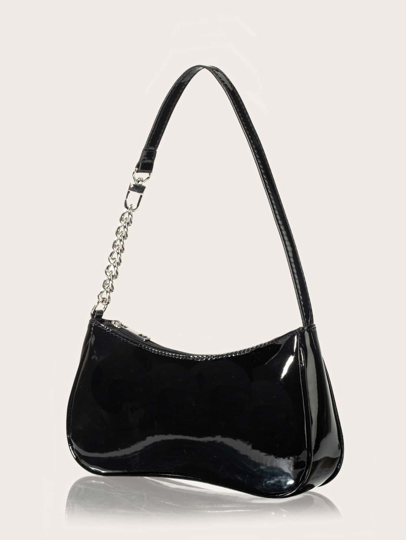 Minimalist Patent Chain Saddle Bag | SHEIN