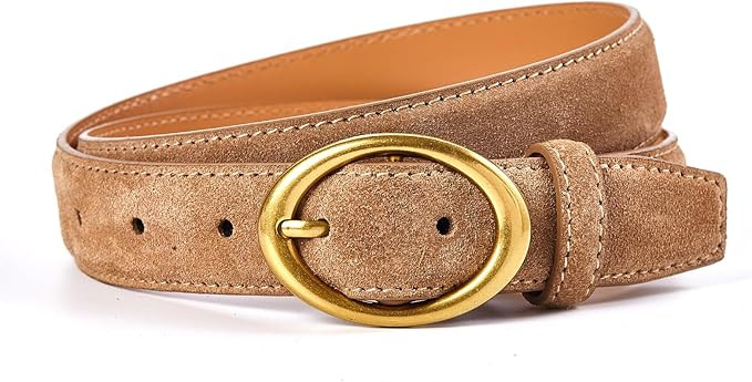 Women's Genuine Leather Suede Belts Elegant Jeans Belt 1.1" Wide | Amazon (US)