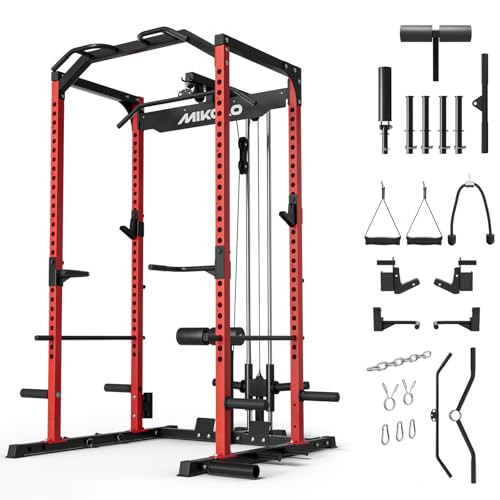 Mikolo F4 2.0 Power Cage with Dual-Track Smooth Pulley System, 1200LBS Power Rack with Leg Hold-D... | Amazon (US)